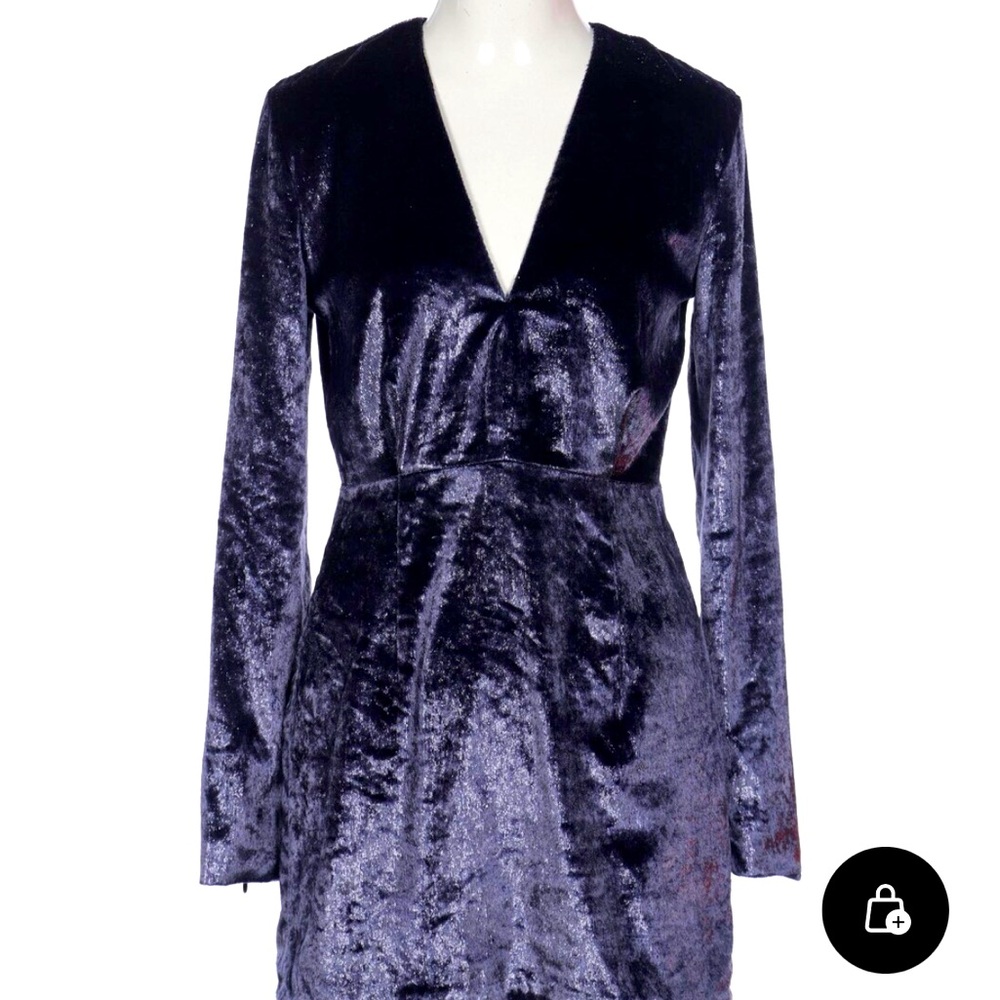& Other Stories Blue Shiny Velvet Dress